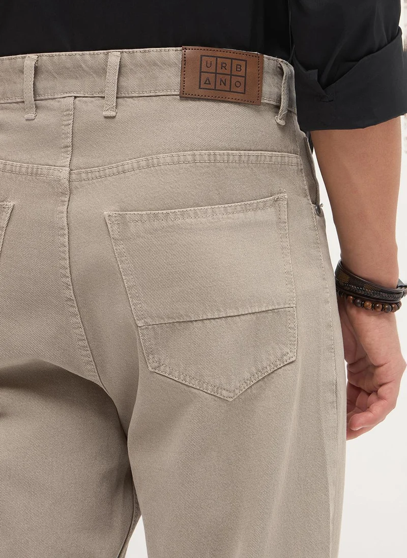 Urbano Fashion  Urbano Fashion Men's Tan Loose Baggy Fit Washed Denim Jeans Non-Stretchable for Men | Best Price UAE